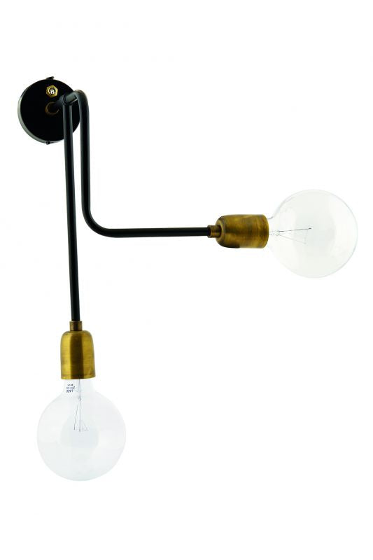 WALL LAMP 2 ARMS MLK BRASS BLACK