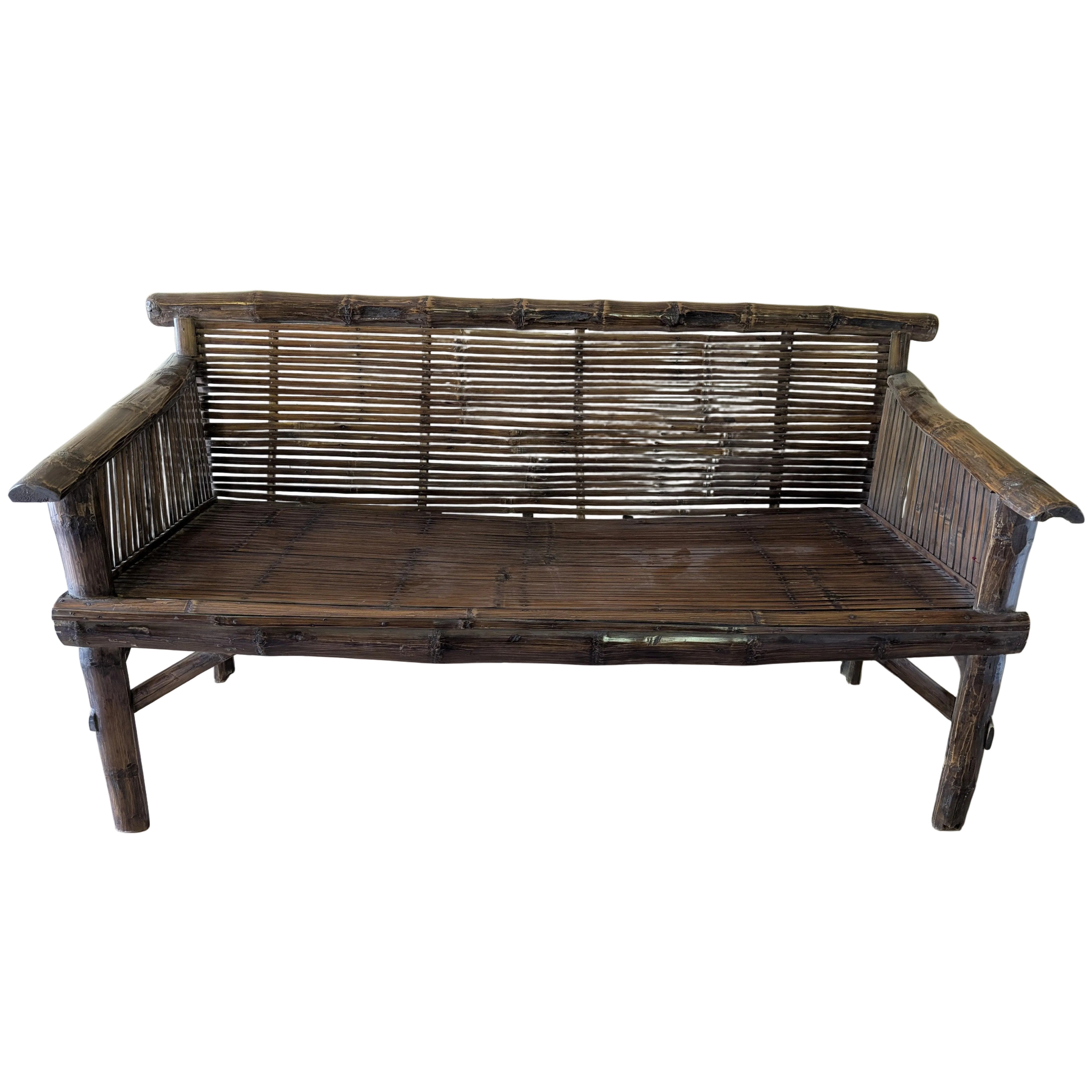 OLD DARK BROWN BAMBOO BENCH TIMOR
