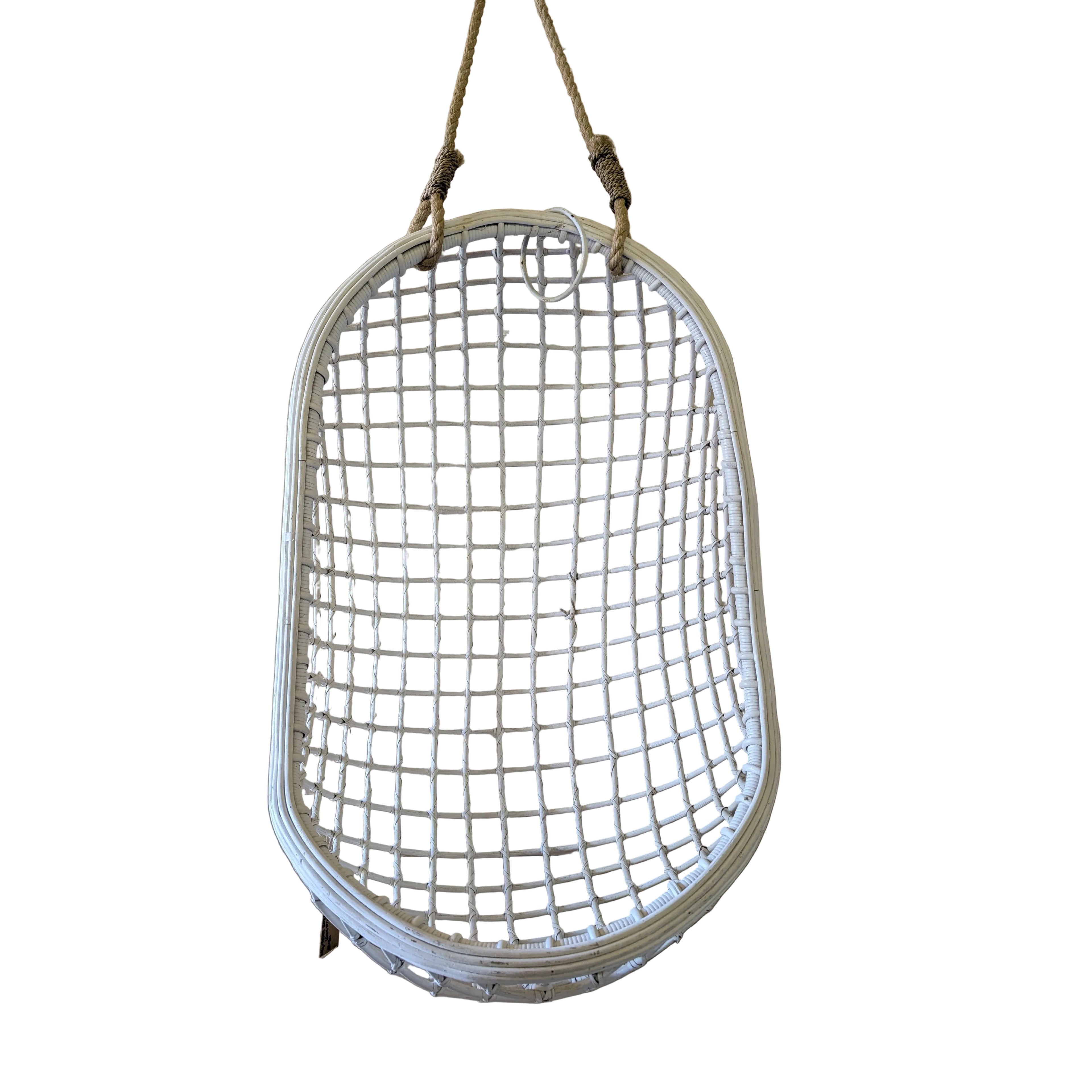 RATTAN HANGING CHAIR TAN WHITE