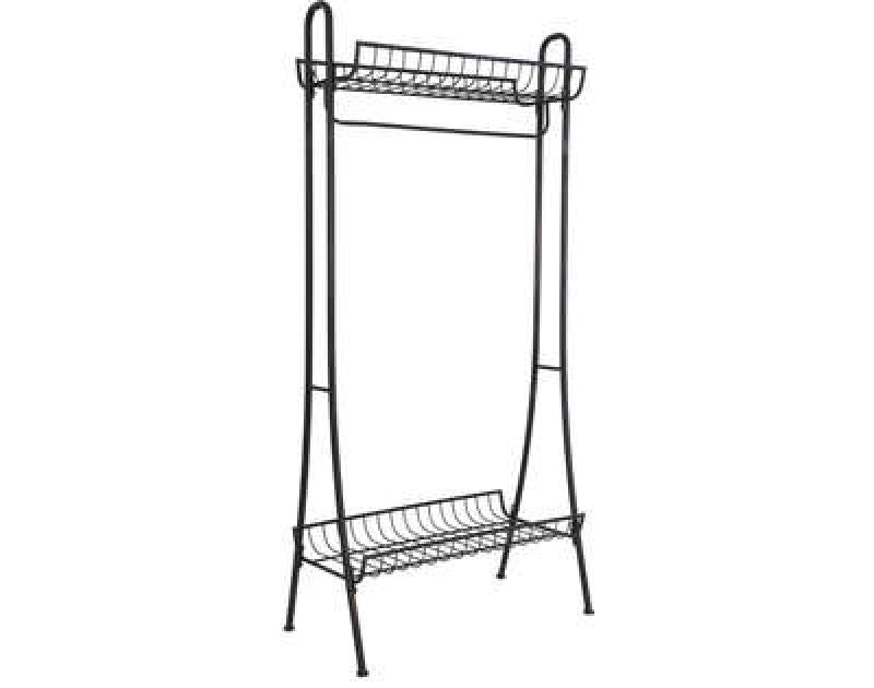 BLACK METAL GARDROBE BLACK WITH SHOE SHELF