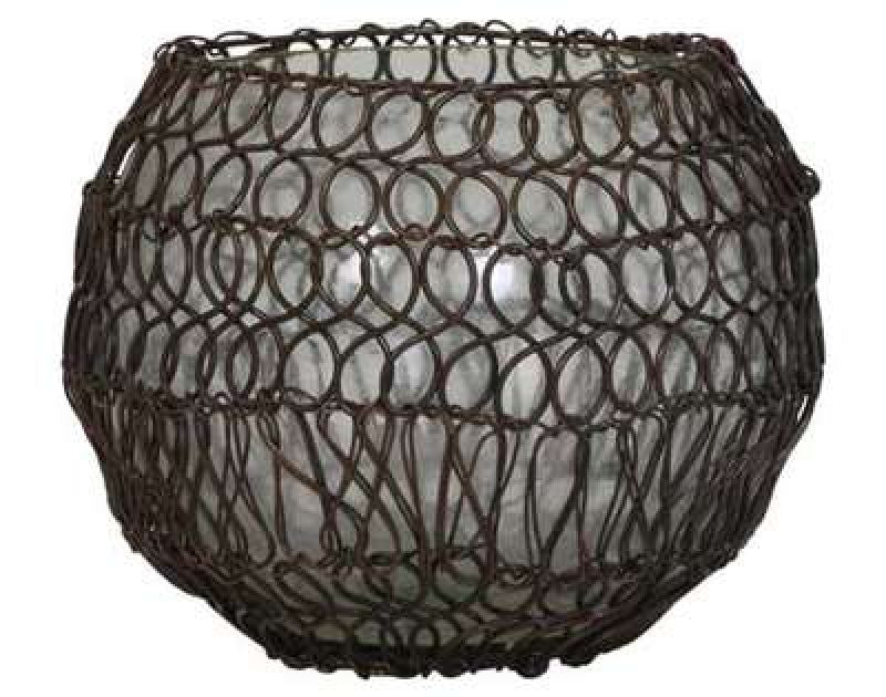 TEALIGHT BALL RUSTY WIRE