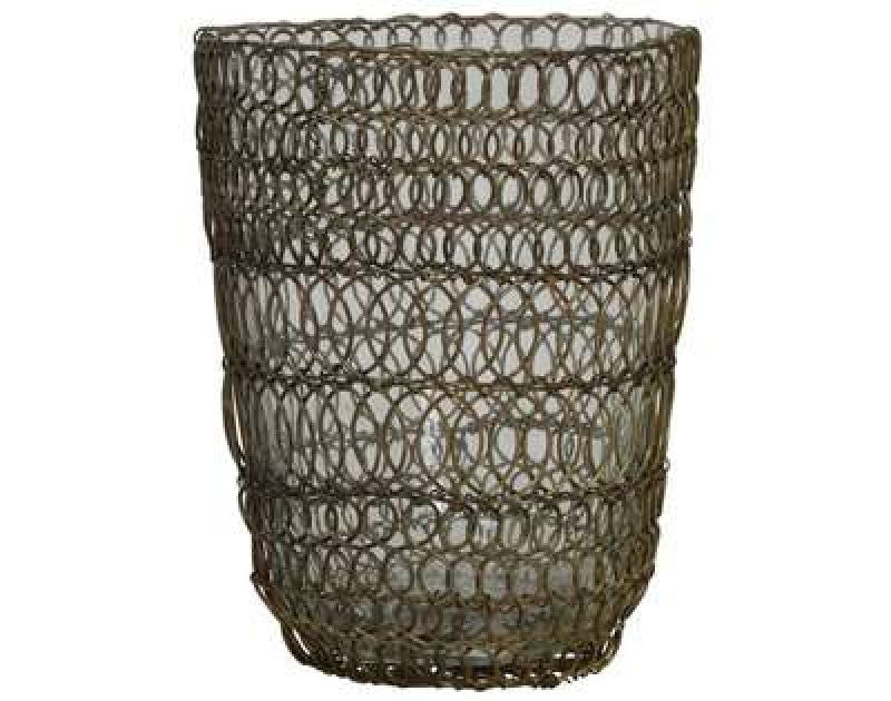 TEALIGHT GLASS RUSTY WIRE