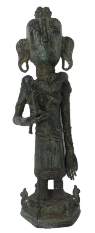 BRONZE STATUE TIMOR QUEEN WITH BABY AND LIZARD