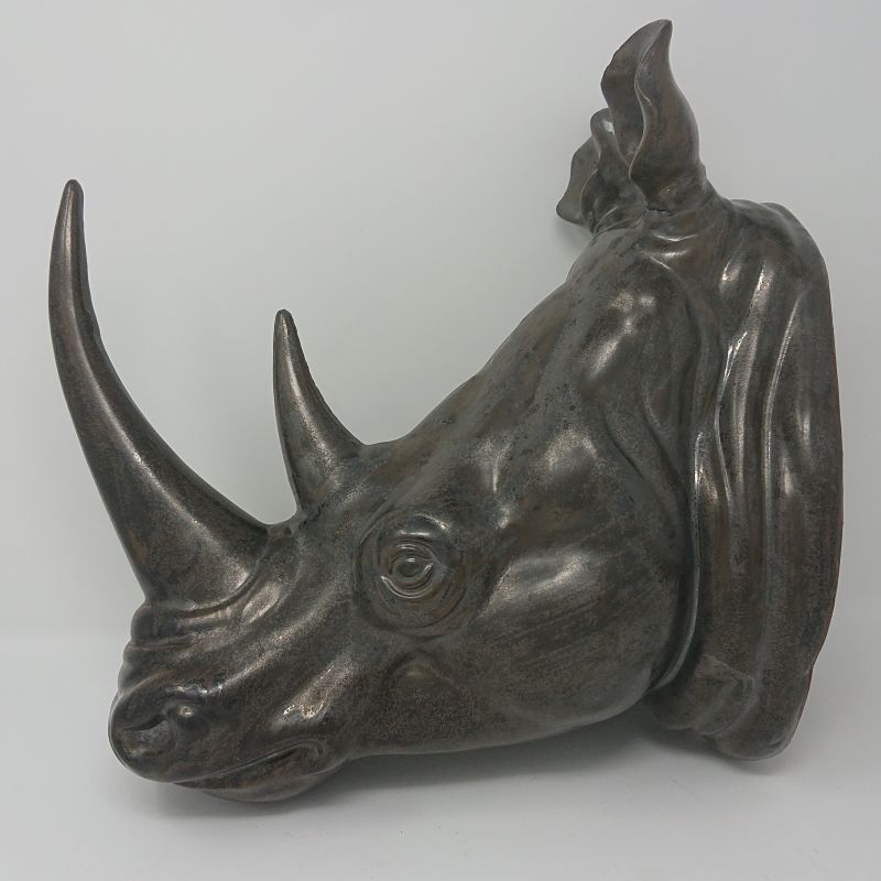 WALL DECO RHINO HEAD CERAMICS
