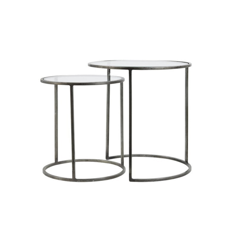 SIDETABLE GLASS-VINTAGE TIN