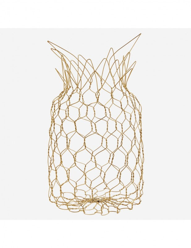 WIRE BASKET PINEAPPLE ANTIQ BRASS FINISH