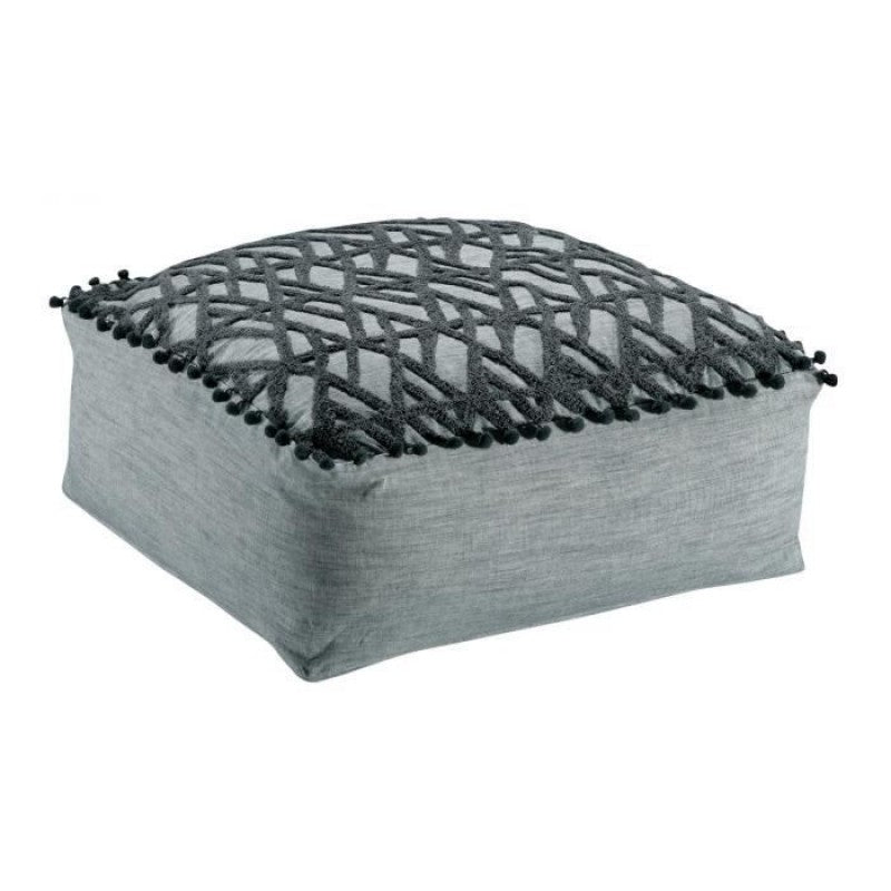 GREY BLACK EMBORIDED POUF