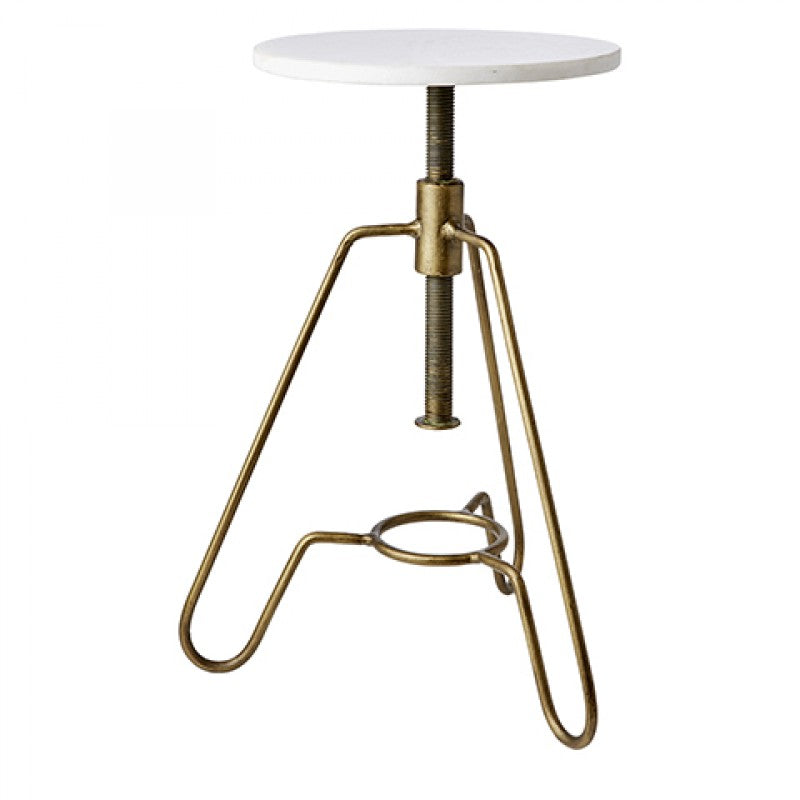 BRASS STOOL WITH MARBLE TOP