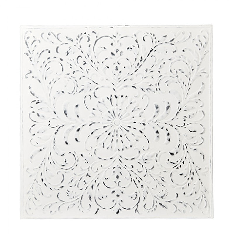 IRON PLATE TILE WHITE FLOWER