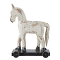 WHITE WOODEN HORSE ON WHEELS