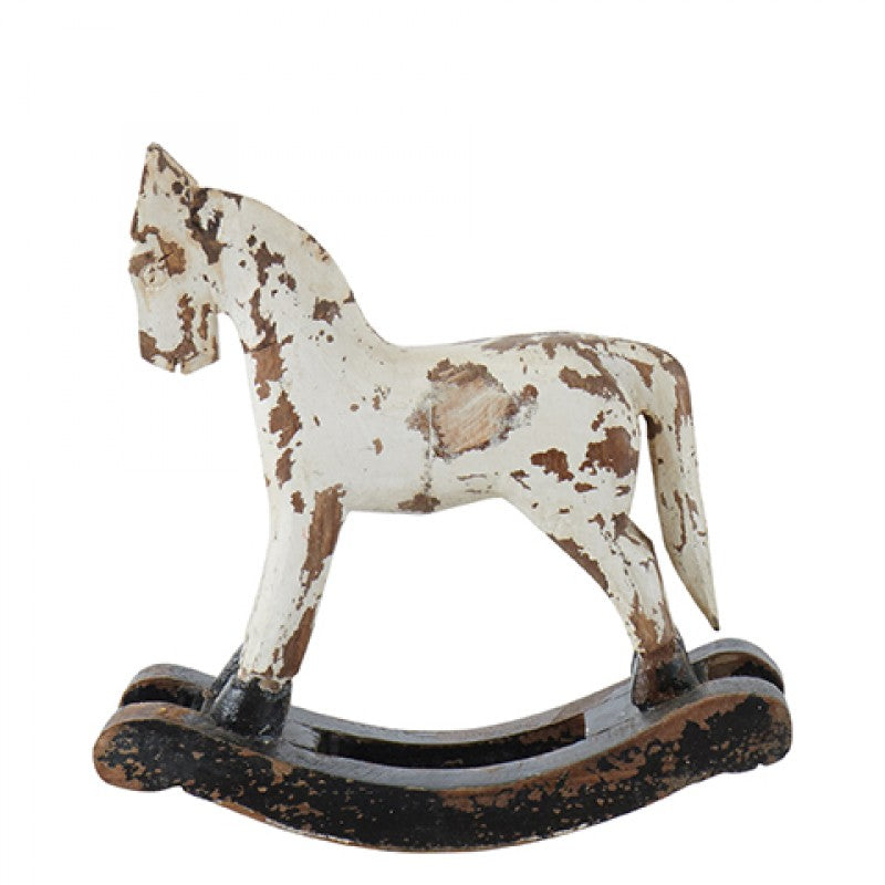 WHITE ROCKING WOODEN HORSE