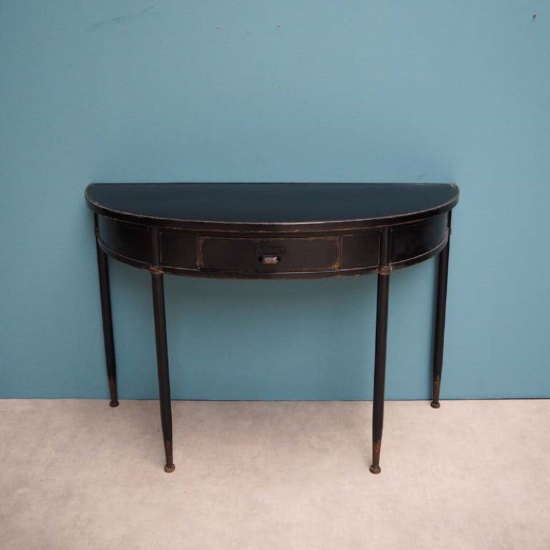 BLACK METAL CURVED CONSOLE TABLE