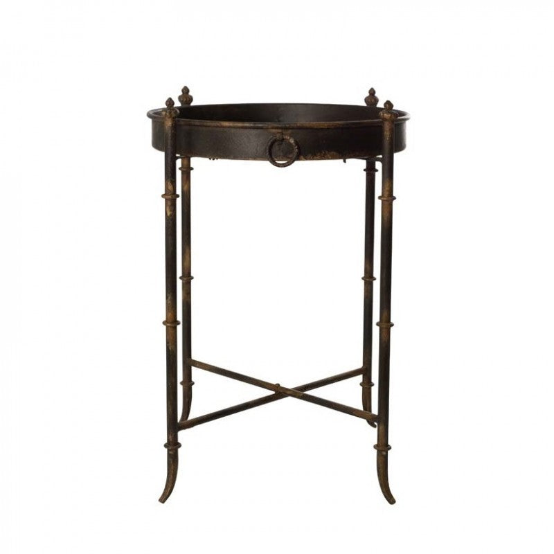HAMMERED METAL ROUND TABLE BLACK