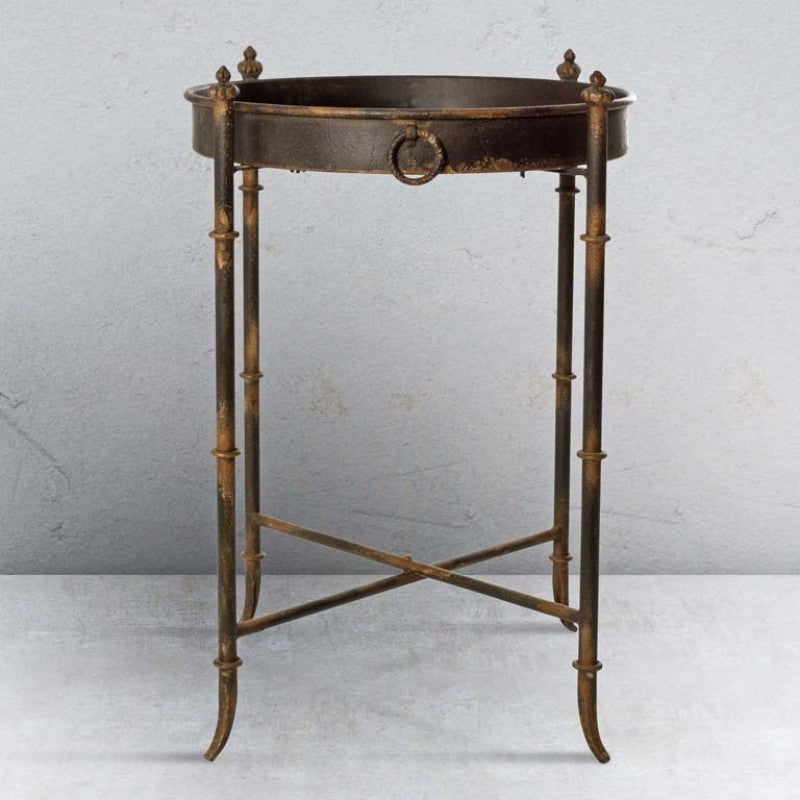 HAMMERED METAL ROUND TABLE BLACK