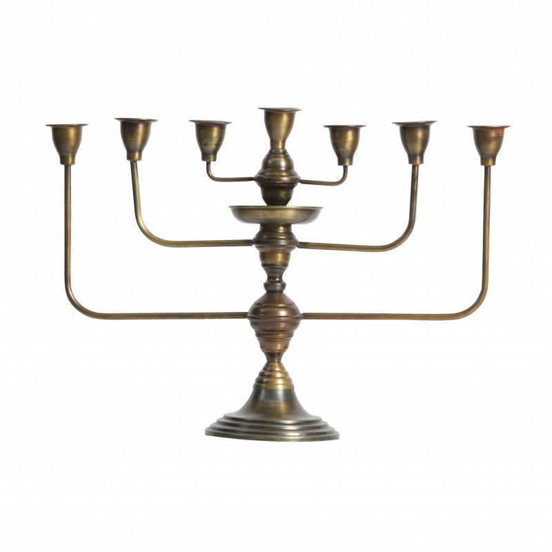 CANDLEHOLDER 7 ARMS METAL ANTIQUE BRASS