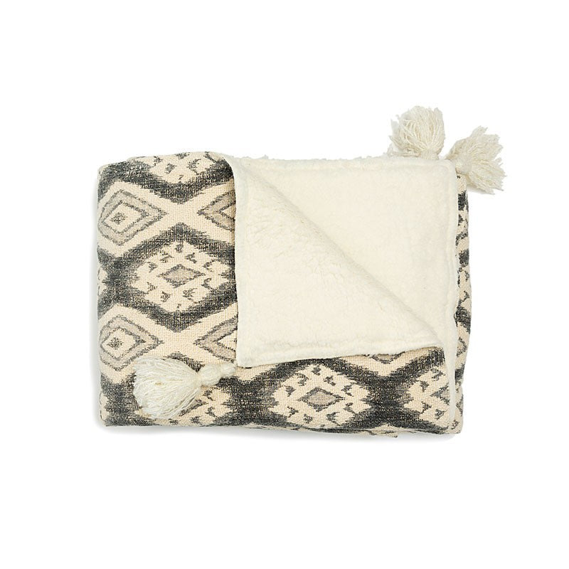 BLANKET THROW COTTON SHERPA