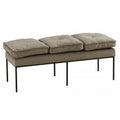 BENCH 3 SEATER BEIGE VELVET CUSHION METAL LEG