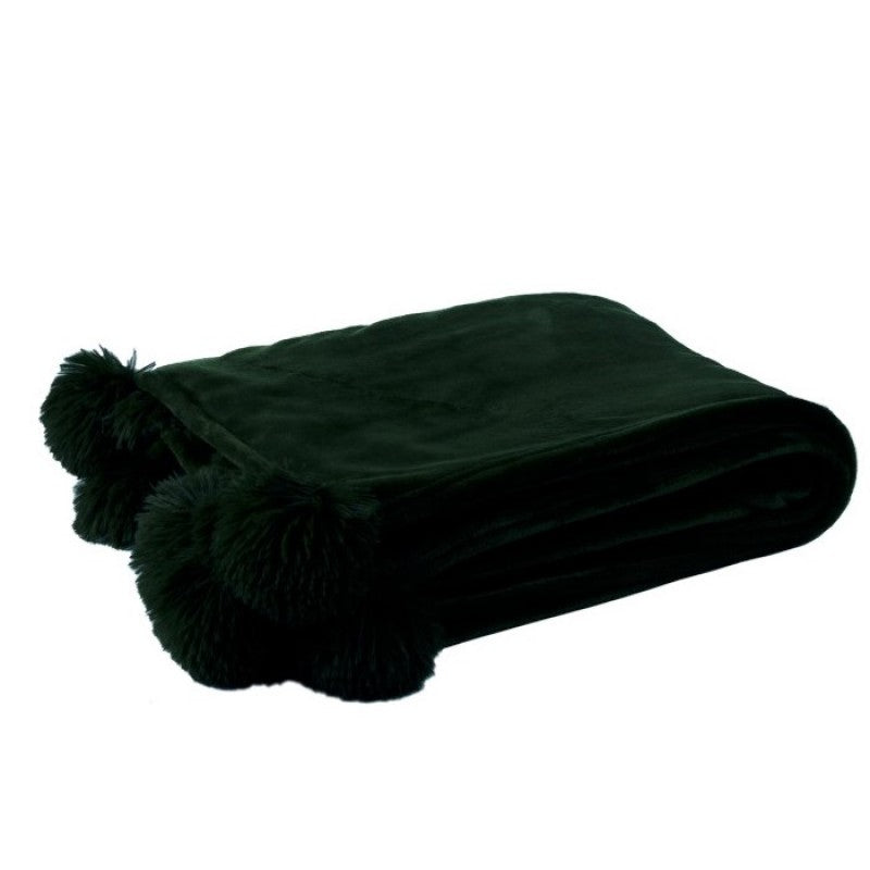 G MAMA BLANKET WITH POMPOM POLY BLACK