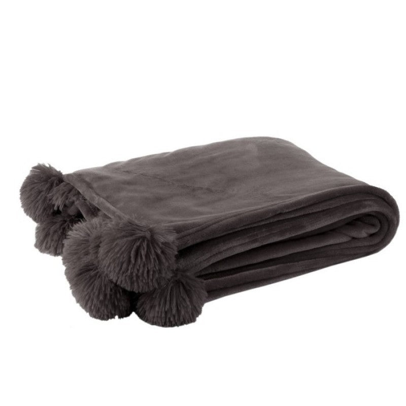G MAMA BLANKET WITH POMPOM POLY DARK GREY