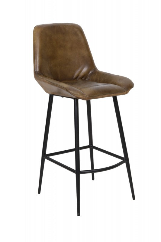 BAR CHAIR STAPLED BROWN LEATHER 105