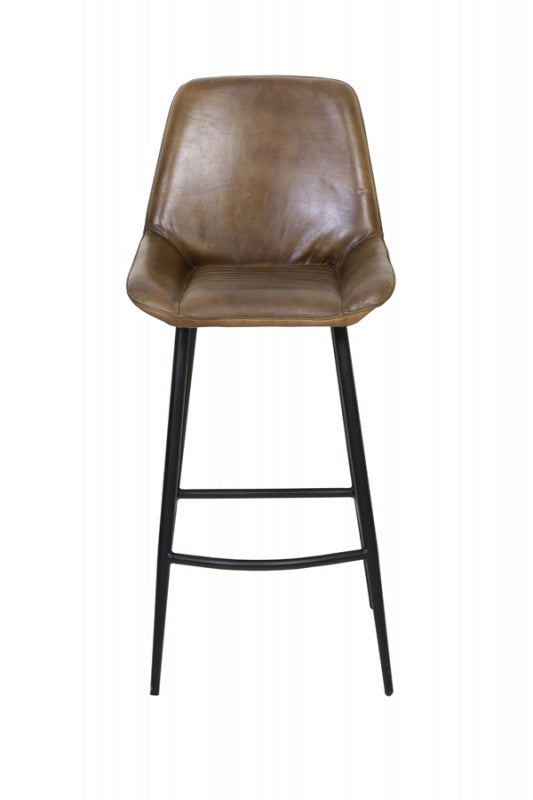 BAR CHAIR STAPLED BROWN LEATHER 105