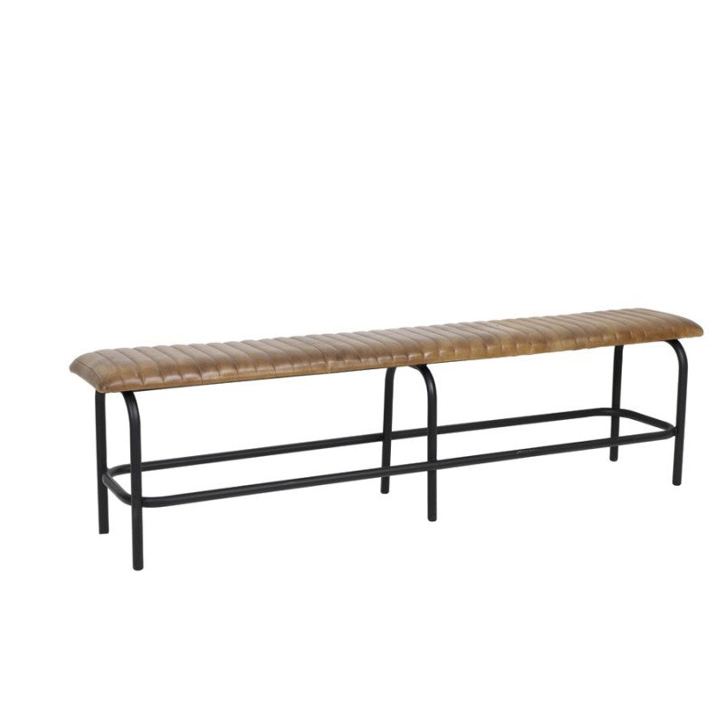 BENCH STAPLED BROWN LEATHER 180