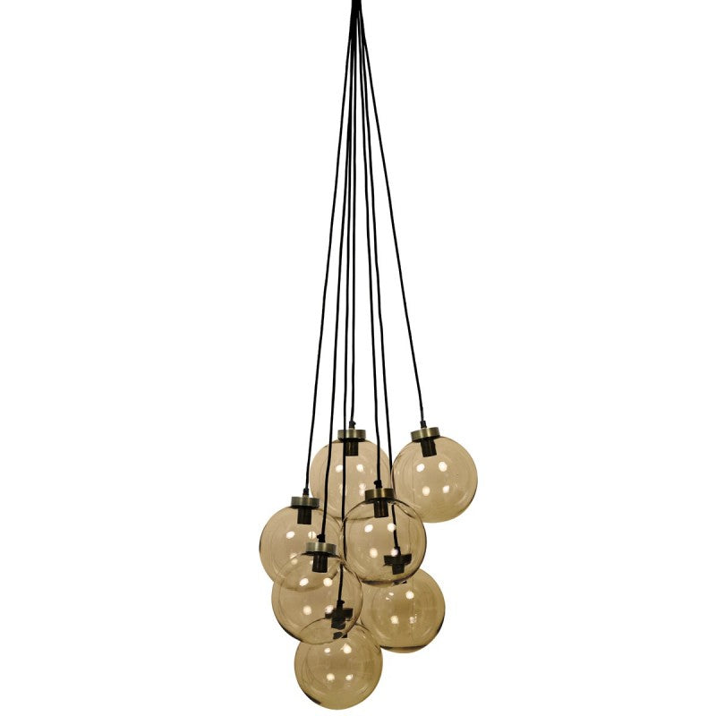 HANGING LAMP 7 BALLS SMOKY GLASS