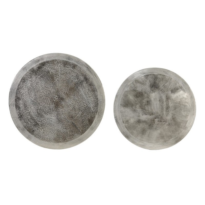COFFEE TABLE RAW NICKEL AND SILVER COLOR METAL 2 SIZES