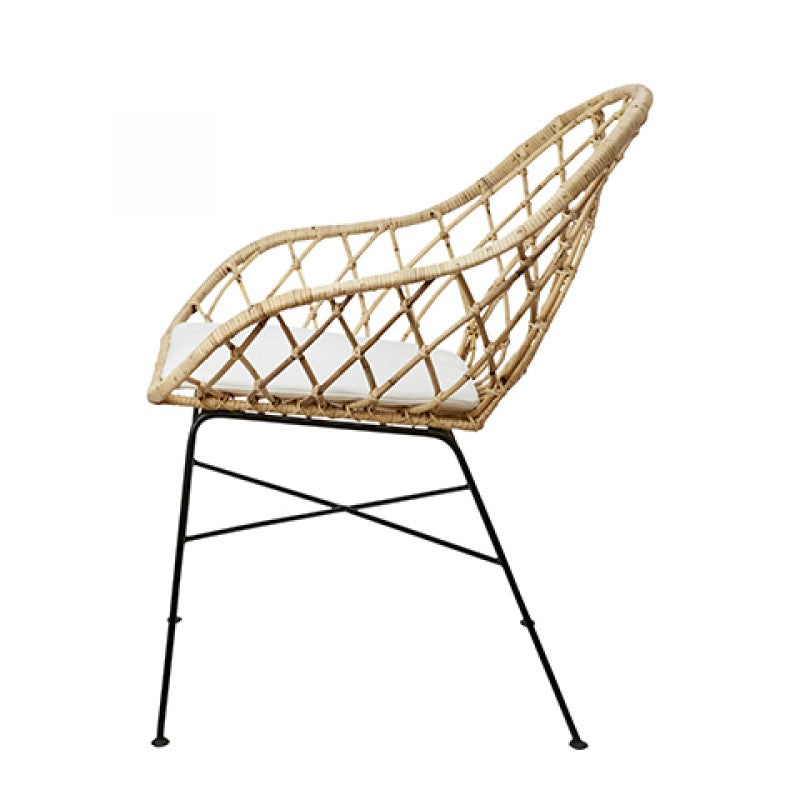 ARMCHAIR NET RATTAN IRON WITH CUSHION