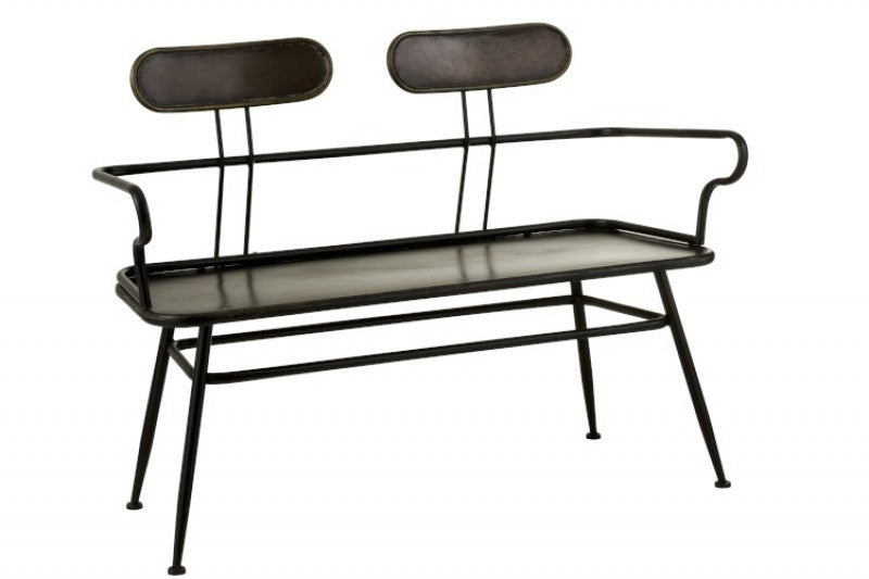 BENCH 2 SEAT BLACK METAL INDUSTRIAL