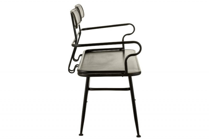BENCH 2 SEAT BLACK METAL INDUSTRIAL