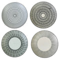 CERAMIC DINNER PLATE BLACK WHITE SET OF 4