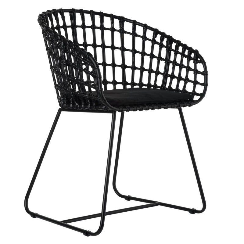 CHAIR METAL RATTAN BLACK JAPAN