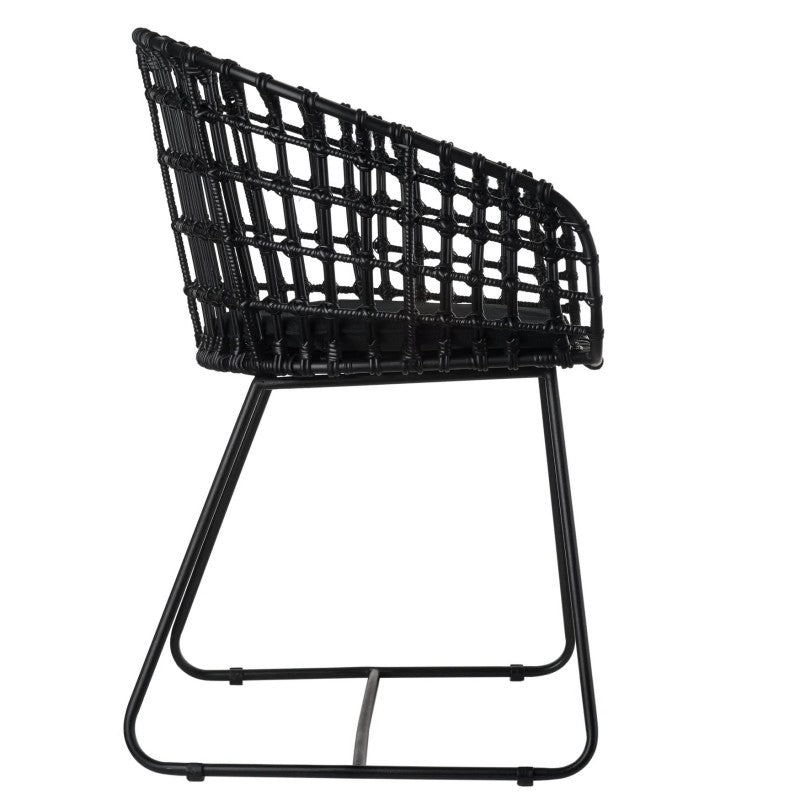 CHAIR METAL RATTAN BLACK JAPAN