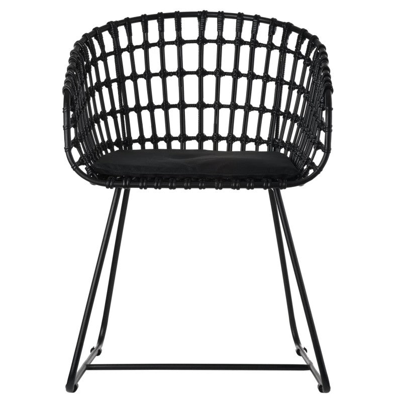 CHAIR METAL RATTAN BLACK JAPAN