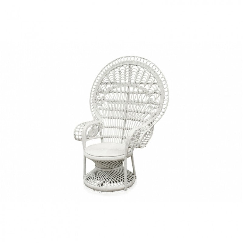 WHITE RATTAN PEACOCK ARMCHAIR
