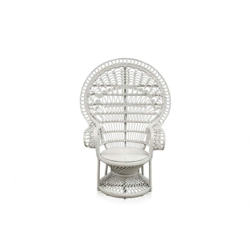 WHITE RATTAN PEACOCK ARMCHAIR