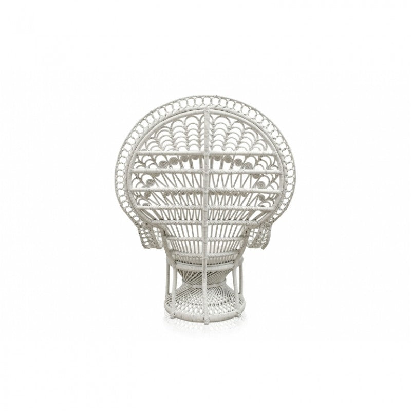 WHITE RATTAN PEACOCK ARMCHAIR