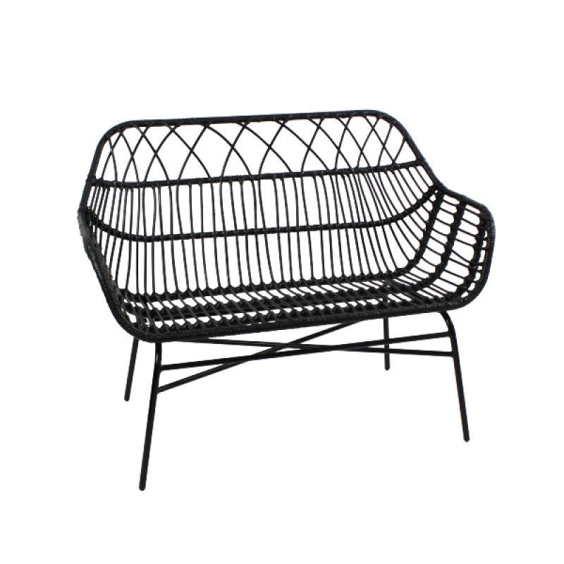 BENCH PE RATTAN BLACK OUTDOOR