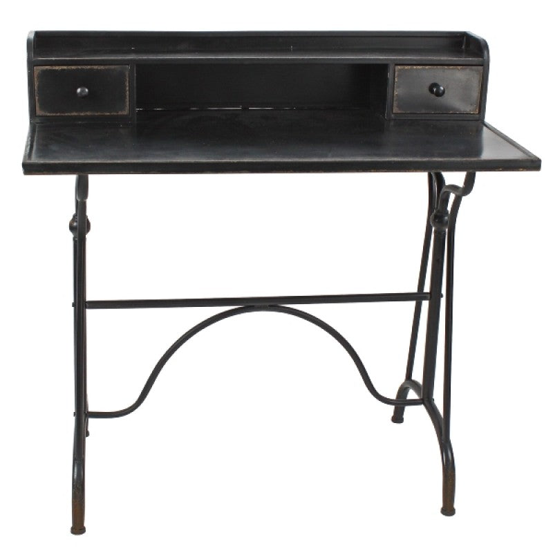 DESK TABLE BLACK IRON SECRETARY