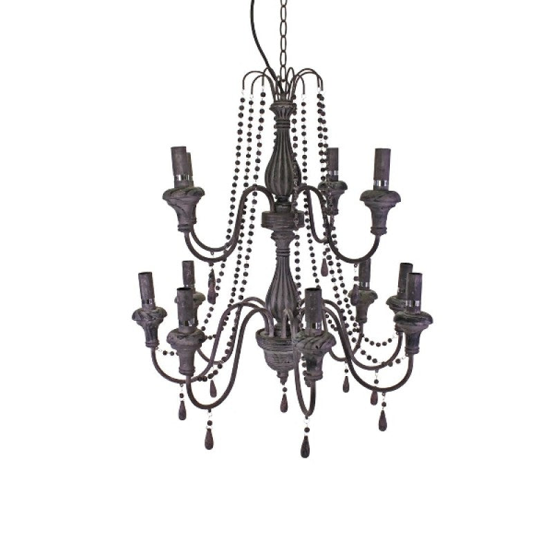 HANGING LAMP 12 FLAMES GREY PLASTIC CHANDELIER