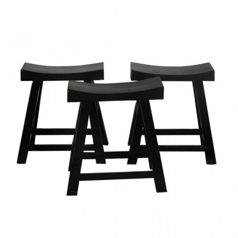 STOOL PAGODA TEAK BLACK