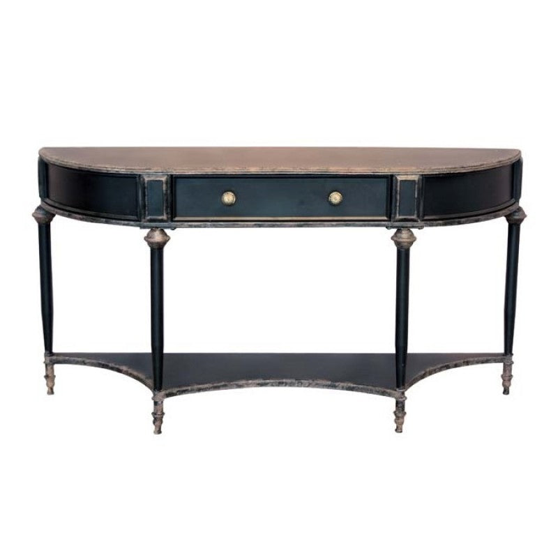 BLACK METAL CONSOL TABLE WITH DRAWER