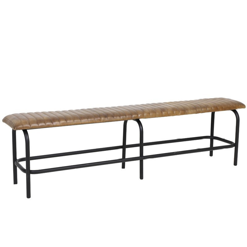BENCH ANTIQUE BROWN LEATHER