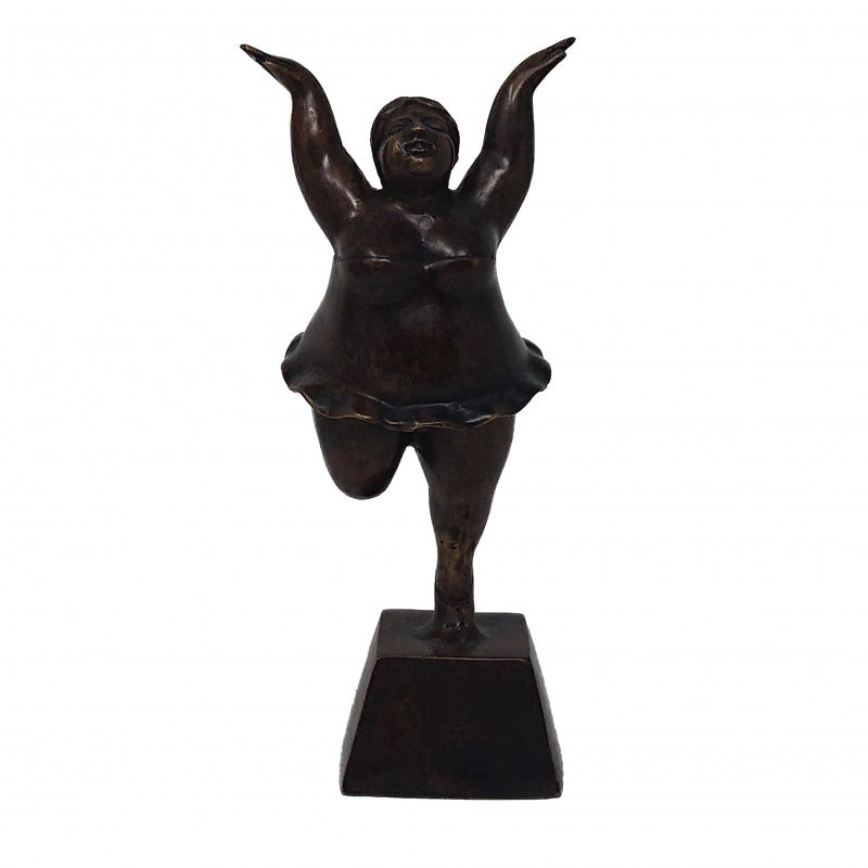 BRONZ BALLET LADY ON STAND WIDE ARM