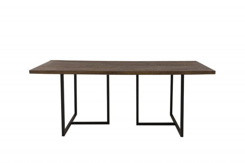 DINING TABLE CHISA BROWN BLACK METAL LEG
