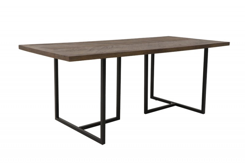 DINING TABLE CHISA BROWN BLACK METAL LEG