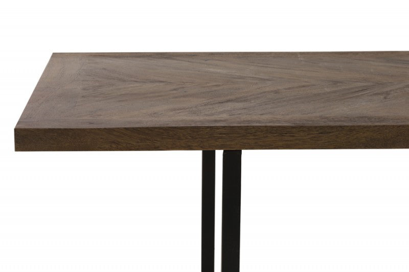 DINING TABLE CHISA BROWN BLACK METAL LEG