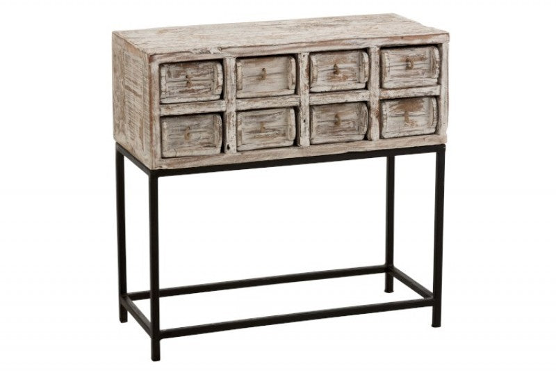 CONSOLE 8 DRAWER WHITE WASHED