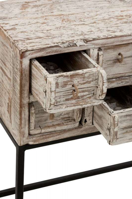 CONSOLE 8 DRAWER WHITE WASHED
